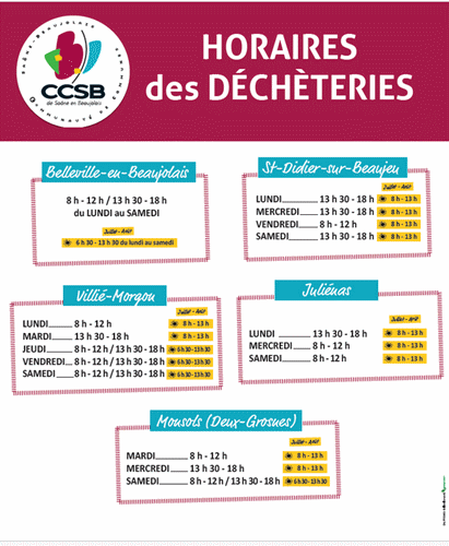 Horaire dechetterie